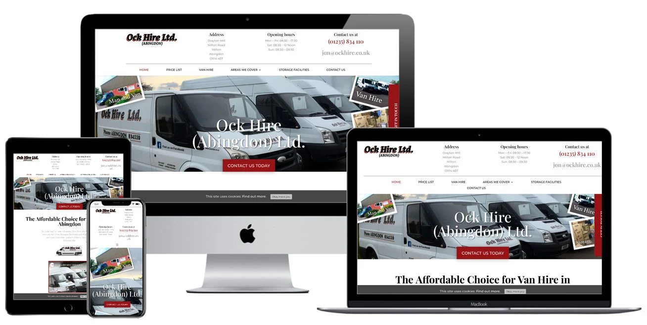 Web Design Oxford - Ock Hire Website by Web SEO Assist