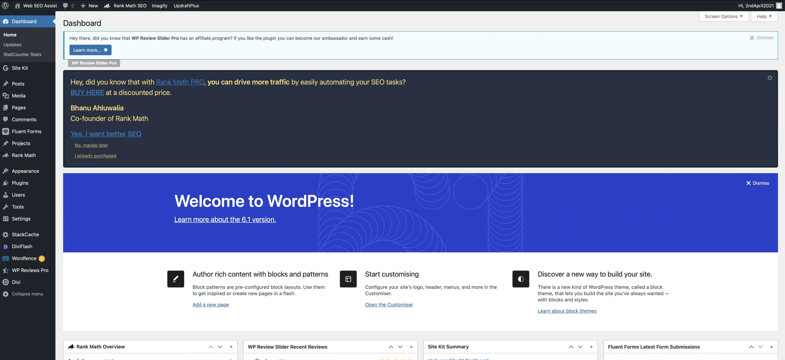 WordPress Dashboard